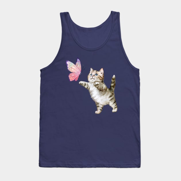 Kitten and Butterfly Tank Top by Courtney's Creations